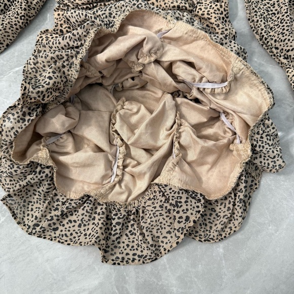 Women’s HYFVE Leopard Print Ruched Long Sleeve Dress Medium - Picture 6 of 16